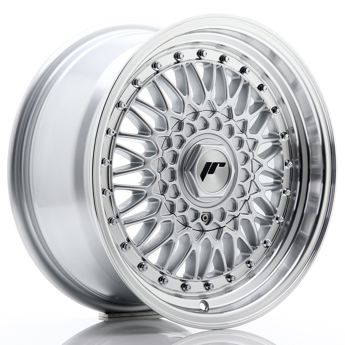 JR Wheels JR9 16x7,5 ET25 BLANK Silver w/ Machined Lip+Silver Rivets