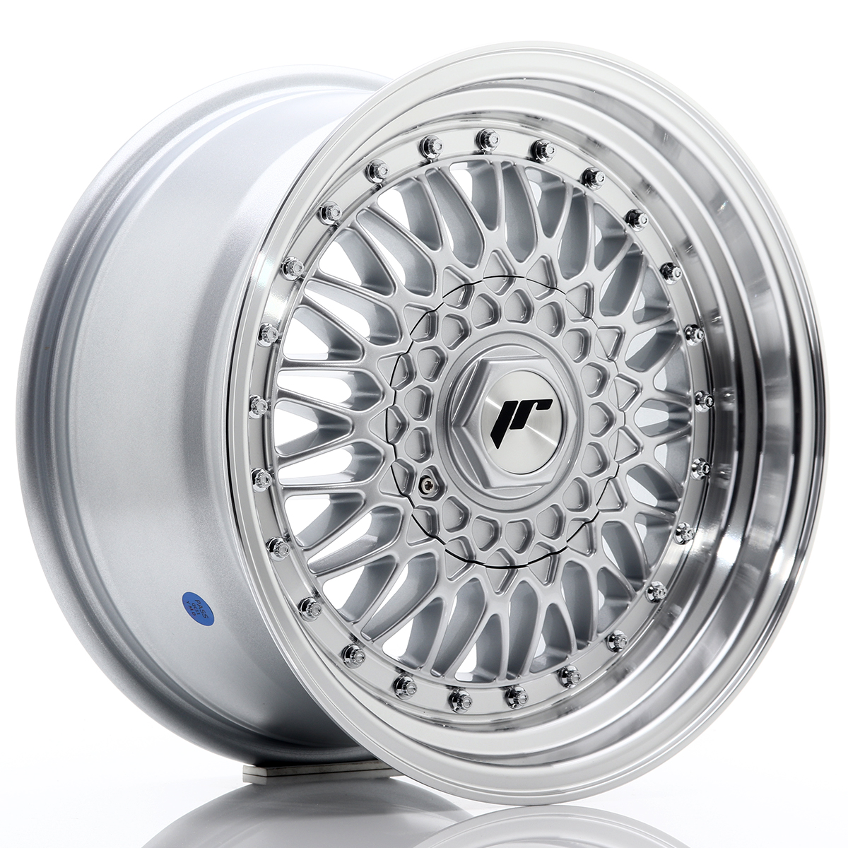 JR Wheels JR9 16x8 ET25 BLANK Silver w/ Machined Lip+Silver Rivets