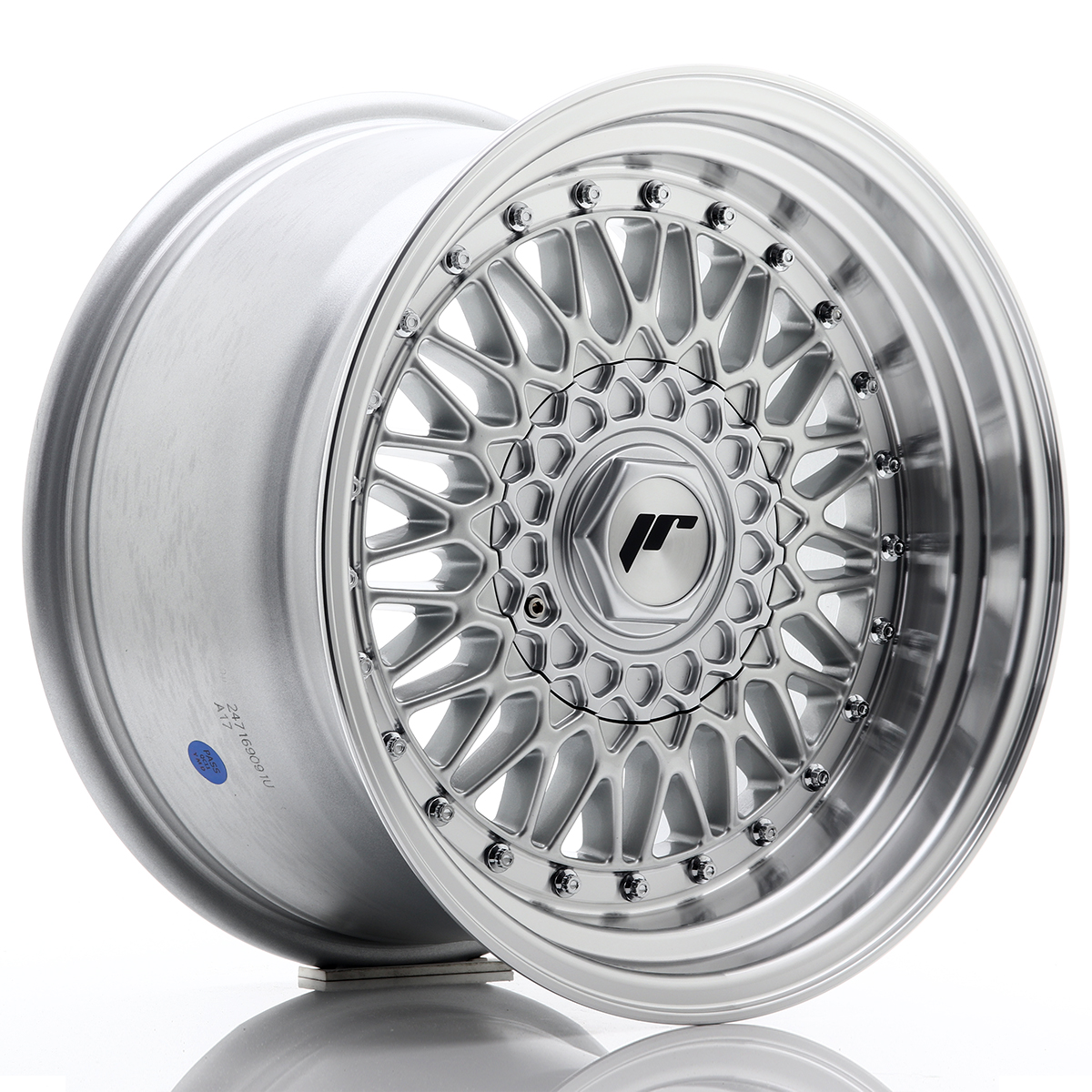 JR Wheels JR9 16x9 ET20 BLANK Silver w/ Machined Lip+Silver Rivets